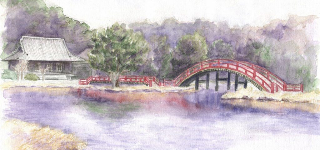 水彩色鉛筆で描く称名寺庭園 横浜のアートスタジオ Sissi シシ