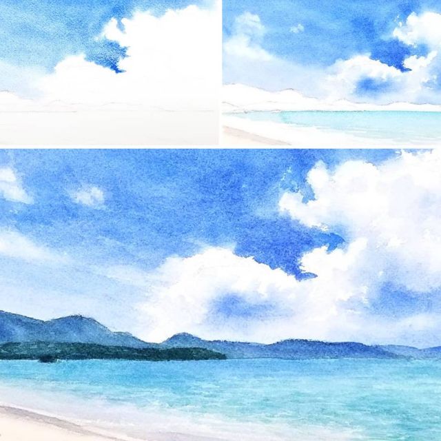 描き方ガイド 水彩色鉛筆で描く風景 山 横浜のアートスタジオ Sissi シシ